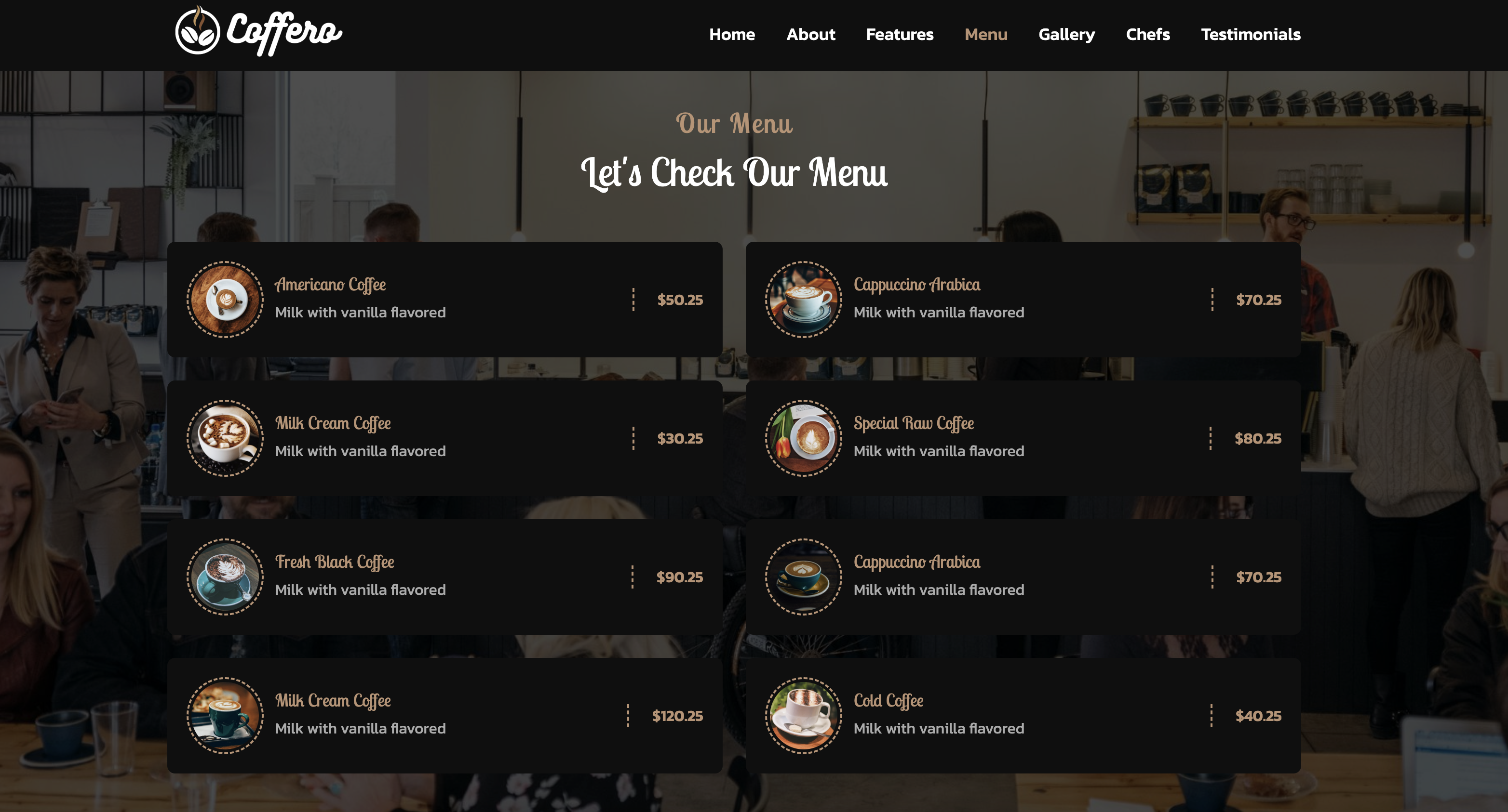 Cafe Landing Page Template